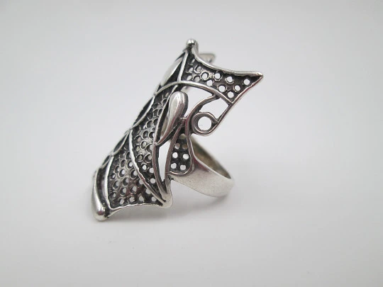 Women's openwork ring. Mask design. 925 sterling silver. Spain. 2010's