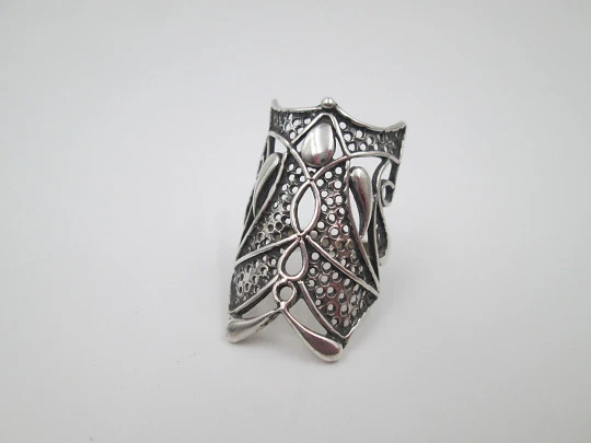 Women's openwork ring. Mask design. 925 sterling silver. Spain. 2010's