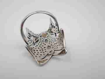 Women's openwork ring. Mask design. 925 sterling silver. Spain. 2010's
