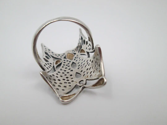 Women's openwork ring. Mask design. 925 sterling silver. Spain. 2010's