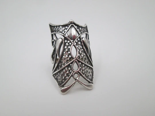 Women's openwork ring. Mask design. 925 sterling silver. Spain. 2010's