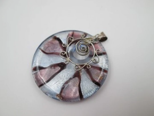 Women's pendant. 925 sterling silver and Murano glass. Spiral motif. 1980's