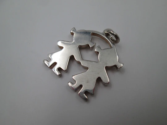 Women's pendant. 925 sterling silver. Girls couple shape. Italy. 2000's