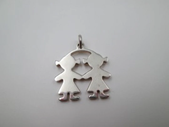 Women's pendant. 925 sterling silver. Girls couple shape. Italy. 2000's