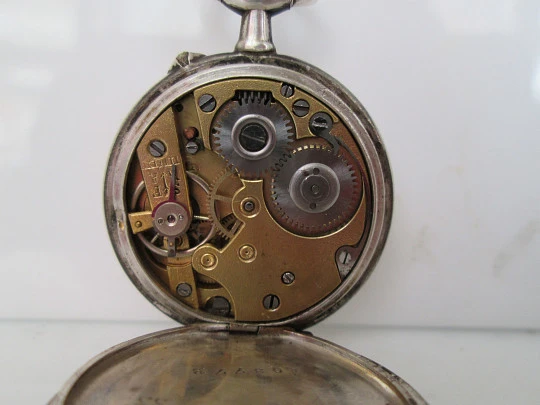 Women's pocket watch. Sterling silver. Porcelain dial. Stem-wind