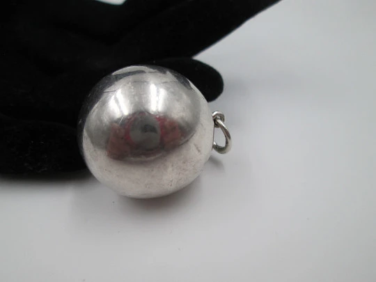 Women's rattle sphere pendant. 925 sterling silver. Ring. 1980's