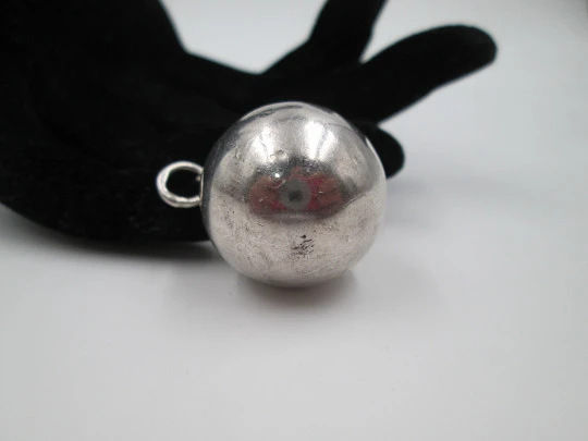 Women's rattle sphere pendant. 925 sterling silver. Ring. 1980's