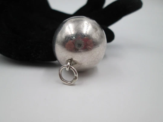 Women's rattle sphere pendant. 925 sterling silver. Ring. 1980's