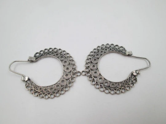 Women's regional earrings. Sterling silver. Openwork design. Hook clasp. 1970's