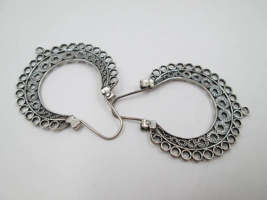 Women's regional earrings. Sterling silver. Openwork design. Hook clasp. 1970's