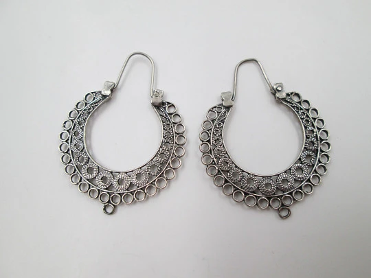 Women's regional earrings. Sterling silver. Openwork design. Hook clasp. 1970's