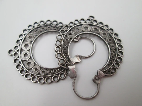 Women's regional earrings. Sterling silver. Openwork design. Hook clasp. 1970's