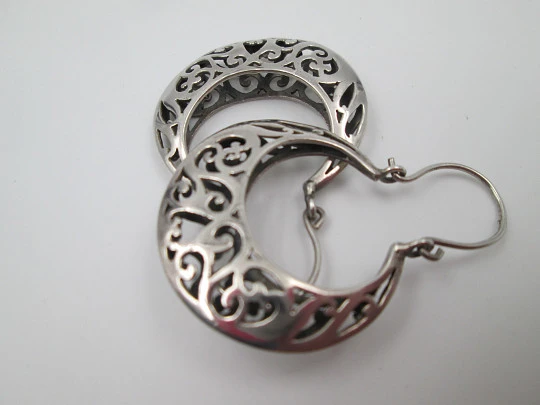 Women's regional earrings. Sterling silver. Openwork design. Hook clasp. 1970's. Spain