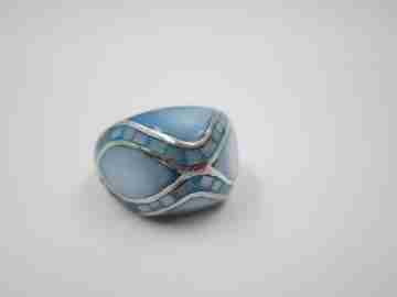 Women's ring. 925 sterling silver and light blue enamel
