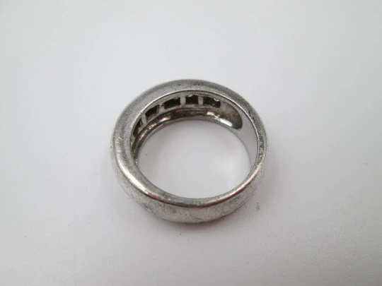 Women's ring. 925 sterling silver. White gems openwork front. Europe. 1980's Women's ring. 925 sterling silver. White gems openwork front. Europe. 1980's