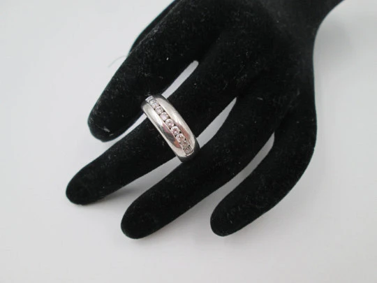 Women's ring. 925 sterling silver. White gems openwork front. Europe. 1980's