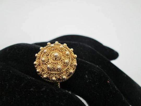 Women's ring. 925 vermeil sterling silver. Charro button motif. Spain. 1980's