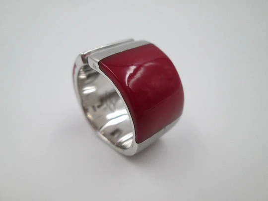 Women's ring. Jorge Revilla design. 925 sterling silver & red enamel