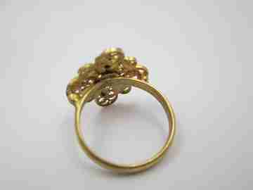 Women's rosette ring. Sterling silver vermeil. Charro buttons motifs. 1980's