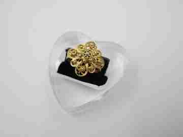 Women's rosette ring. Sterling silver vermeil. Charro buttons motifs. 1980's