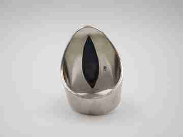 Women's shuttle ring. 925 sterling silver and sea blue stone. 1990's