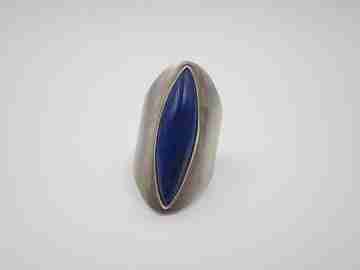 Women's shuttle ring. 925 sterling silver and sea blue stone. 1990's