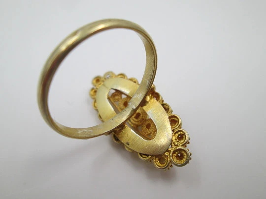 Women's shuttle ring. Sterling silver vermeil. Charro buttons motifs. 1980's