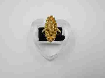 Women's shuttle ring. Sterling silver vermeil. Charro buttons motifs. 1980's
