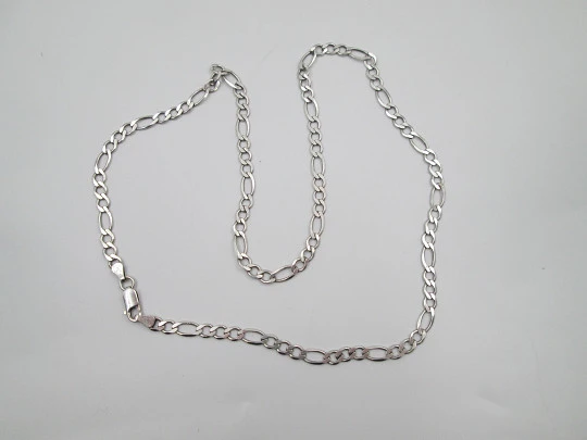 Women's sterling silver curb chain with braided open links. Carabiner clasp. Italy Women's sterling silver curb chain with braided open links. Carabiner clasp. Italy