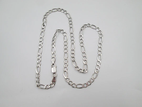 Women's sterling silver curb chain with braided open links. Carabiner clasp. Italy Women's sterling silver curb chain with braided open links. Carabiner clasp. Italy