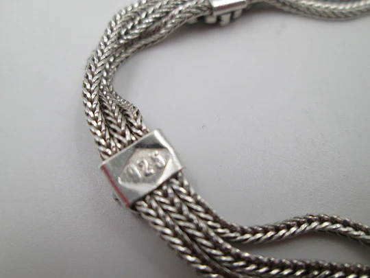 Women's threads bracelet. 925 sterling silver. Vegetable trims. Lobster clasp. Europe. 1990's Women's threads bracelet. 925 sterling silver. Vegetable trims. Lobster clasp. Europe. 1990's