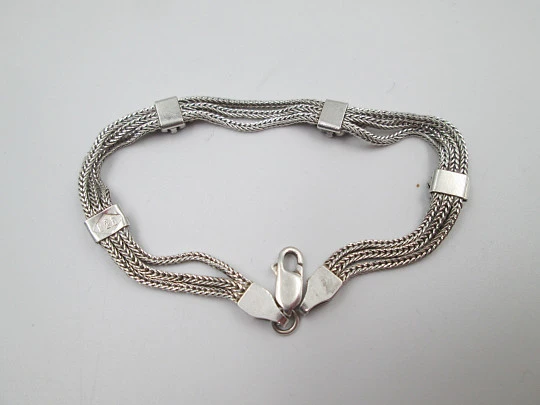 Women's threads bracelet. 925 sterling silver. Vegetable trims. Lobster clasp. Europe. 1990's Women's threads bracelet. 925 sterling silver. Vegetable trims. Lobster clasp. Europe. 1990's