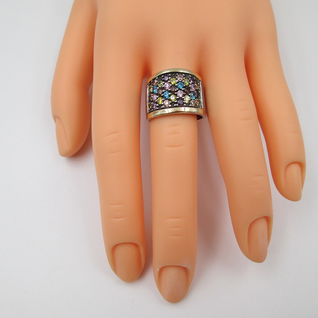 Womens Tutti Frutti Broad Ring Sterling Silver And Gold | El ...