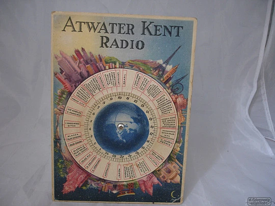 World hours disk. Carton. 1935. Atwater Kent Radio advertising
