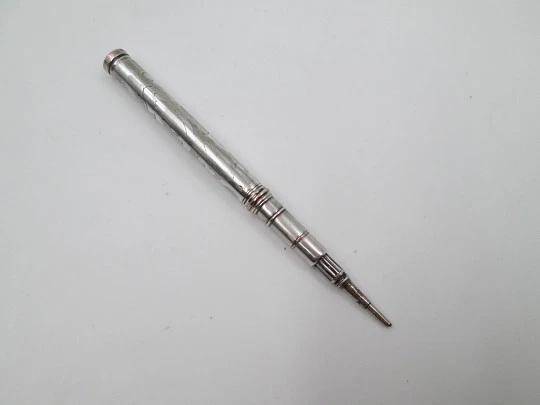 Writing combination. Dip pen & pencil. Silver plated metal. 1890. Europe