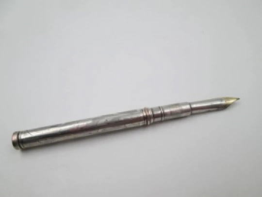 Writing combination. Dip pen & pencil. Silver plated metal. 1890. Europe