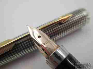 Writing set Parker 75 Cisele. Sterling silver & gold plated. 1970's. 14K