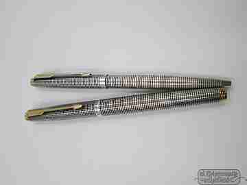 Writing set Parker 75 Cisele. Sterling silver & gold plated. 1970's. 14K
