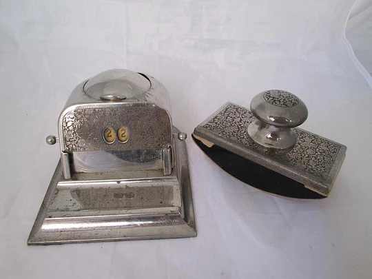Writing set. Inkwell with calendar. Blotter. Niello. 1950's