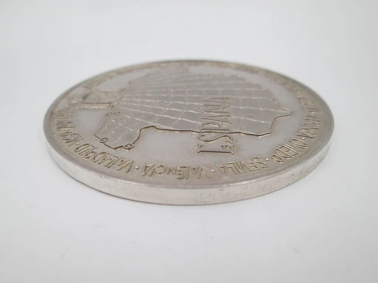 XII World Soccer Championship Spain 1982 coin. Sterling silver. High relief