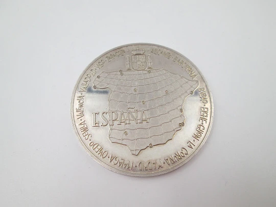 XII World Soccer Championship Spain 1982 coin. Sterling silver. High relief