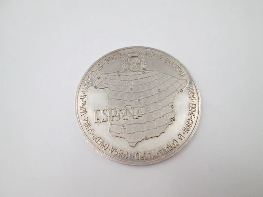 XII World Soccer Championship Spain 1982 coin. Sterling silver. High relief