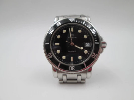 Zenith Rainbow Diver. Stainless steel. Black dial. Automatic. Bracelet. 1990's. Swiss