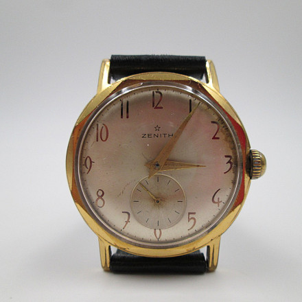 Zenith Acero Y Chapado Oro Cuerda 1960 Segundero Caja Octogonal