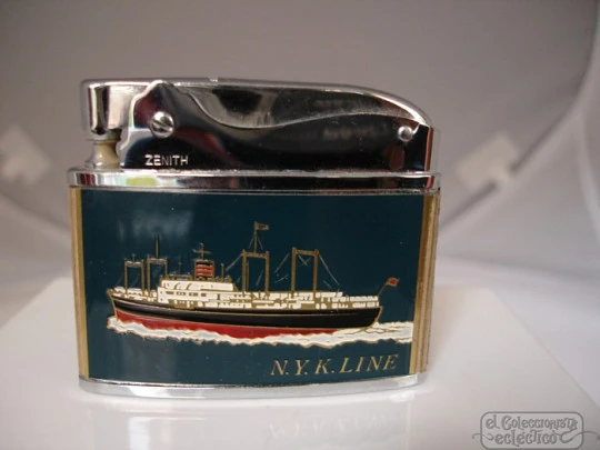 Zenith. Japón. Gasolina. Años 70. Barco N.Y.K. Line. Estuche. Esmalte