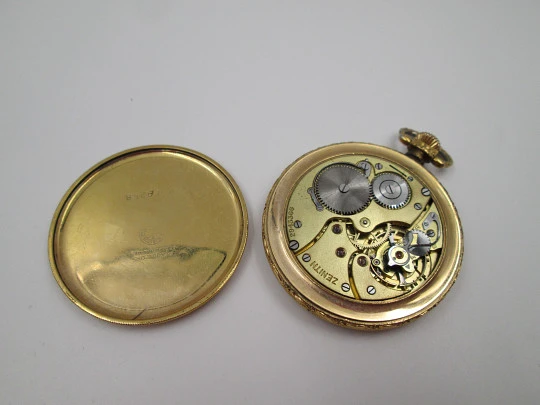 Zenith. Laminado en oro. Cuerda remontoir. Segundero. Estuche piel. Suiza. 1920