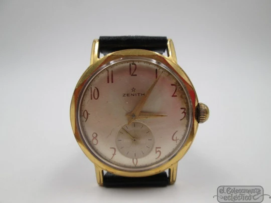 Zenith. Manual wind. 1960's. Steel & gold plated. Seconds hand. Octagonal