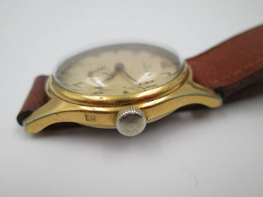 Zenith. Manual wind. 1960's. Steel & gold plated. Seconds hand. Strap