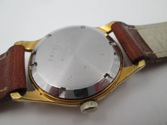 Zenith. Manual wind. 1960's. Steel & gold plated. Seconds hand. Strap
