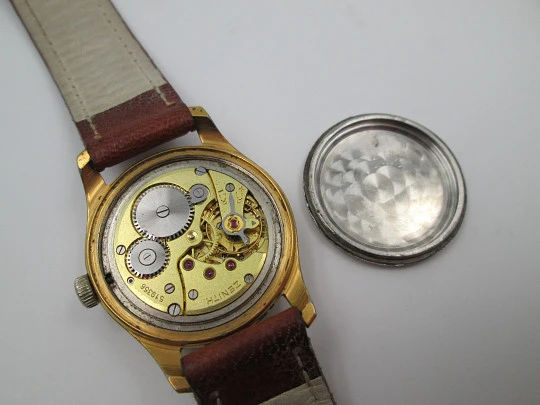 Zenith. Manual wind. 1960's. Steel & gold plated. Seconds hand. Strap